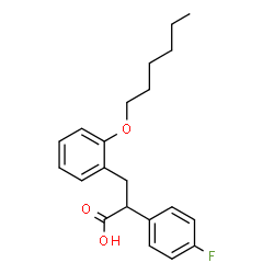 ChemSpider 2D Image | 2-(4-Fluorophenyl)-3-[2-(hexyloxy)phenyl]propanoic acid | C21H25FO3