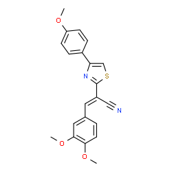 ChemSpider 2D Image | (2E)-3-(3,4-Dimethoxyphenyl)-2-[4-(4-methoxyphenyl)-1,3-thiazol-2-yl]acrylonitrile | C21H18N2O3S