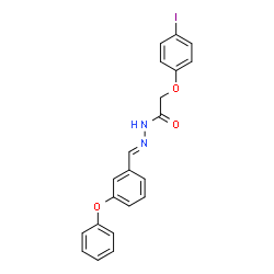 ChemSpider 2D Image | 2-(4-Iodophenoxy)-N'-[(E)-(3-phenoxyphenyl)methylene]acetohydrazide | C21H17IN2O3