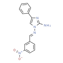 ChemSpider 2D Image | 1-[(E)-(3-Nitrobenzylidene)amino]-4-phenyl-1H-imidazol-2-amine | C16H13N5O2