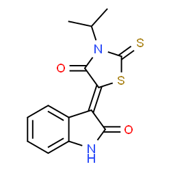 ChemSpider 2D Image | (3Z)-3-(3-Isopropyl-4-oxo-2-thioxo-1,3-thiazolidin-5-ylidene)-1,3-dihydro-2H-indol-2-one | C14H12N2O2S2