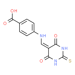 ChemSpider 2D Image | 4-{[(4,6-Dioxo-2-thioxotetrahydro-5(2H)-pyrimidinylidene)methyl]amino}benzoic acid | C12H9N3O4S