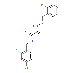 ChemSpider 2D Image | N-(2,4-Dichlorobenzyl)-2-[(2E)-2-(2-fluorobenzylidene)hydrazino]-2-oxoacetamide | C16H12Cl2FN3O2