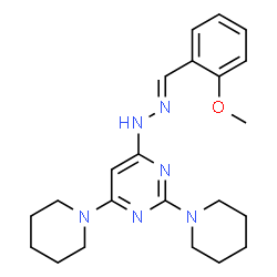 ChemSpider 2D Image | 4-[(2E)-2-(2-Methoxybenzylidene)hydrazino]-2,6-di(1-piperidinyl)pyrimidine | C22H30N6O