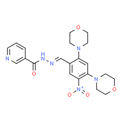 ChemSpider 2D Image | N'-{(E)-[2,4-Di(4-morpholinyl)-5-nitrophenyl]methylene}nicotinohydrazide | C21H24N6O5