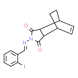 ChemSpider 2D Image | 4-[(E)-(2-Iodobenzylidene)amino]-4-azatricyclo[5.2.2.0~2,6~]undec-8-ene-3,5-dione | C17H15IN2O2