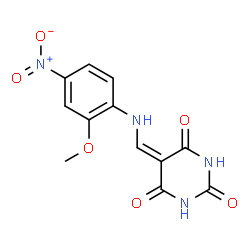 ChemSpider 2D Image | 5-{[(2-Methoxy-4-nitrophenyl)amino]methylene}-2,4,6(1H,3H,5H)-pyrimidinetrione | C12H10N4O6