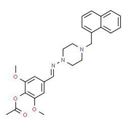 ChemSpider 2D Image | 2,6-Dimethoxy-4-[(E)-{[4-(1-naphthylmethyl)-1-piperazinyl]imino}methyl]phenyl acetate | C26H29N3O4