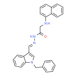 ChemSpider 2D Image | N'-[(E)-(1-Benzyl-1H-indol-3-yl)methylene]-2-(1-naphthylamino)acetohydrazide | C28H24N4O