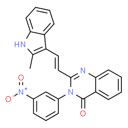 ChemSpider 2D Image | 2-[2-(2-Methyl-1H-indol-3-yl)-vinyl]-3-(3-nitro-phenyl)-3H-quinazolin-4-one | C25H18N4O3