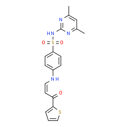 ChemSpider 2D Image | N-(4,6-Dimethyl-2-pyrimidinyl)-4-{[(1Z)-3-oxo-3-(2-thienyl)-1-propen-1-yl]amino}benzenesulfonamide | C19H18N4O3S2