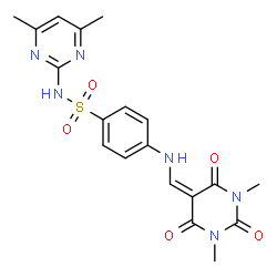 ChemSpider 2D Image | N-(4,6-Dimethyl-2-pyrimidinyl)-4-{[(1,3-dimethyl-2,4,6-trioxotetrahydro-5(2H)-pyrimidinylidene)methyl]amino}benzenesulfonamide | C19H20N6O5S