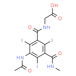 ChemSpider 2D Image | N-[3-Acetamido-2,4,6-triiodo-5-(methylcarbamoyl)benzoyl]glycine | C13H12I3N3O5