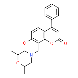 ChemSpider 2D Image | 8-(2,6-Dimethyl-morpholin-4-ylmethyl)-7-hydroxy-4-phenyl-chromen-2-one | C22H23NO4