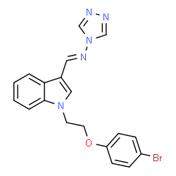 ChemSpider 2D Image | N-[(E)-{1-[2-(4-Bromophenoxy)ethyl]-1H-indol-3-yl}methylene]-4H-1,2,4-triazol-4-amine | C19H16BrN5O