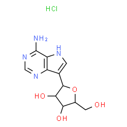 ChemSpider 2D Image | 1-(4-Amino-5H-pyrrolo[3,2-d]pyrimidin-7-yl)-1,4-anhydropentitol hydrochloride (1:1) | C11H15ClN4O4