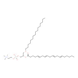 ChemSpider 2D Image | 3-(Hexadecyloxy)-2-[(5E,8E,11E,14E)-5,8,11,14-icosatetraenoyloxy]propyl 2-(trimethylammonio)ethyl phosphate | C44H82NO7P