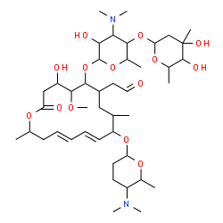 ChemSpider 2D Image | [(11E,13E)-6-({5-[(4,5-Dihydroxy-4,6-dimethyltetrahydro-2H-pyran-2-yl)oxy]-4-(dimethylamino)-3-hydroxy-6-methyltetrahydro-2H-pyran-2-yl}oxy)-10-{[5-(dimethylamino)-6-methyltetrahydro-2H-pyran-2-yl]oxy }-4-hydroxy-5-methoxy-9,16-dimethyl-2-oxooxacyclohexadeca-11,13-dien-7-yl]acetaldehyde | C43H74N2O14