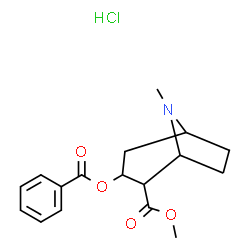 ChemSpider 2D Image | Methyl 3-(benzoyloxy)-8-methyl-8-azabicyclo[3.2.1]octane-2-carboxylate hydrochloride (1:1) | C17H22ClNO4