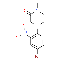 ChemSpider 2D Image | 4-(5-Bromo-3-nitro-2-pyridinyl)-1-methyl-2-piperazinone | C10H11BrN4O3