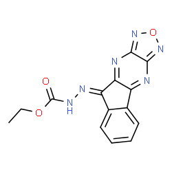 ChemSpider 2D Image | Ethyl (2E)-2-(9H-indeno[1,2-b][1,2,5]oxadiazolo[3,4-e]pyrazin-9-ylidene)hydrazinecarboxylate | C14H10N6O3