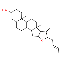 ChemSpider 2D Image | 8-[(2E)-2-Buten-1-yl]-4a,6a,7-trimethyloctadecahydro-1H-naphtho[2',1':4,5]indeno[2,1-b]furan-2-ol | C26H42O2