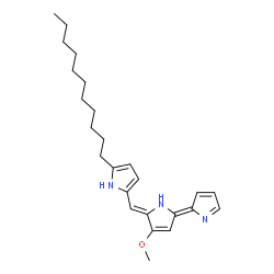 ChemSpider 2D Image | 2-{(Z)-[(5E)-3-Methoxy-5-(2H-pyrrol-2-ylidene)-1,5-dihydro-2H-pyrrol-2-ylidene]methyl}-5-undecyl-1H-pyrrole | C25H35N3O