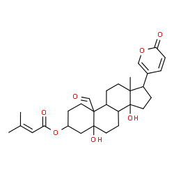 ChemSpider 2D Image | 5,14-Dihydroxy-3-[(3-methyl-2-butenoyl)oxy]-19-oxobufa-20,22-dienolide | C29H38O7