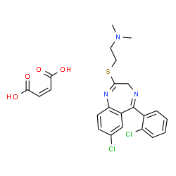 ChemSpider 2D Image | 2-{[7-Chloro-5-(2-chlorophenyl)-3H-1,4-benzodiazepin-2-yl]sulfanyl}-N,N-dimethylethanamine (2Z)-2-butenedioate (1:1) | C23H23Cl2N3O4S