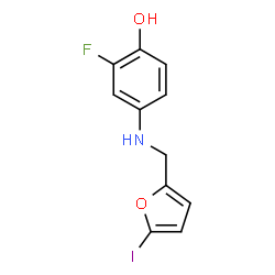 ChemSpider 2D Image | 2-Fluoro-4-{[(5-iodo-2-furyl)methyl]amino}phenol | C11H9FINO2