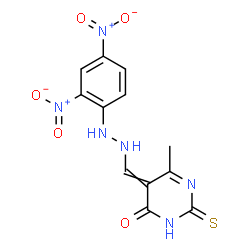 ChemSpider 2D Image | 5-{[2-(2,4-Dinitrophenyl)hydrazino]methylene}-6-methyl-2-thioxo-2,5-dihydro-4(3H)-pyrimidinone | C12H10N6O5S