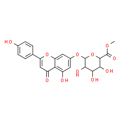 ChemSpider 2D Image | 5-Hydroxy-2-(4-hydroxyphenyl)-4-oxo-4H-chromen-7-yl methyl hexopyranosiduronate | C22H20O11