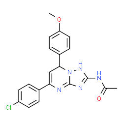 ChemSpider 2D Image | N-[5-(4-Chlorophenyl)-7-(4-methoxyphenyl)-1,7-dihydro[1,2,4]triazolo[1,5-a]pyrimidin-2-yl]acetamide | C20H18ClN5O2