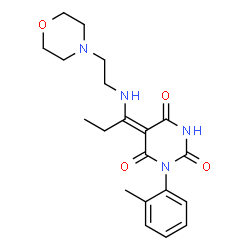 ChemSpider 2D Image | (5E)-1-(2-Methylphenyl)-5-(1-{[2-(4-morpholinyl)ethyl]amino}propylidene)-2,4,6(1H,3H,5H)-pyrimidinetrione | C20H26N4O4