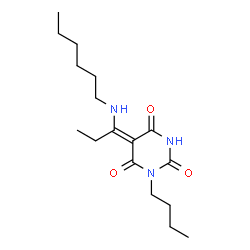ChemSpider 2D Image | (5E)-1-Butyl-5-[1-(hexylamino)propylidene]-2,4,6(1H,3H,5H)-pyrimidinetrione | C17H29N3O3