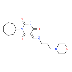ChemSpider 2D Image | (5E)-1-Cycloheptyl-5-({[3-(4-morpholinyl)propyl]amino}methylene)-2,4,6(1H,3H,5H)-pyrimidinetrione | C19H30N4O4