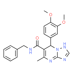 ChemSpider 2D Image | N-Benzyl-7-(3,4-dimethoxyphenyl)-5-methyl-1,7-dihydro[1,2,4]triazolo[1,5-a]pyrimidine-6-carboxamide | C22H23N5O3