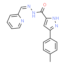 ChemSpider 2D Image | 3-(4-Methylphenyl)-N'-[(Z)-2-pyridinylmethylene]-1H-pyrazole-5-carbohydrazide | C17H15N5O