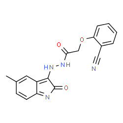 ChemSpider 2D Image | 2-(2-Cyanophenoxy)-N'-(5-methyl-2-oxo-2H-indol-3-yl)acetohydrazide | C18H14N4O3