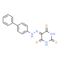 ChemSpider 2D Image | 5-(4-Biphenylylhydrazono)-2-thioxodihydro-4,6(1H,5H)-pyrimidinedione | C16H12N4O2S