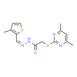 ChemSpider 2D Image | 2-[(4,6-Dimethyl-2-pyrimidinyl)sulfanyl]-N'-[(Z)-(3-methyl-2-thienyl)methylene]acetohydrazide | C14H16N4OS2