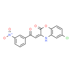 ChemSpider 2D Image | (3E)-6-Chloro-3-[2-(3-nitrophenyl)-2-oxoethylidene]-3,4-dihydro-2H-1,4-benzoxazin-2-one | C16H9ClN2O5