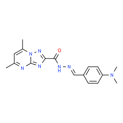 ChemSpider 2D Image | N'-{(E)-[4-(Dimethylamino)phenyl]methylene}-5,7-dimethyl[1,2,4]triazolo[1,5-a]pyrimidine-2-carbohydrazide | C17H19N7O