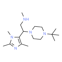 ChemSpider 2D Image | N-Methyl-2-[4-(2-methyl-2-propanyl)-1-piperazinyl]-2-(1,2,4-trimethyl-1H-imidazol-5-yl)ethanamine | C17H33N5