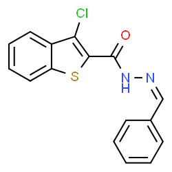 ChemSpider 2D Image | 3-Chloro-N'-[(Z)-phenylmethylene]-1-benzothiophene-2-carbohydrazide | C16H11ClN2OS