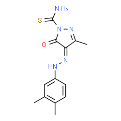 ChemSpider 2D Image | (4Z)-4-[(3,4-Dimethylphenyl)hydrazono]-3-methyl-5-oxo-4,5-dihydro-1H-pyrazole-1-carbothioamide | C13H15N5OS