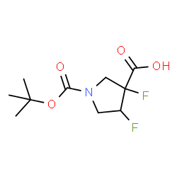 ChemSpider 2D Image | 3,4-Difluoro-1-{[(2-methyl-2-propanyl)oxy]carbonyl}-3-pyrrolidinecarboxylic acid | C10H15F2NO4