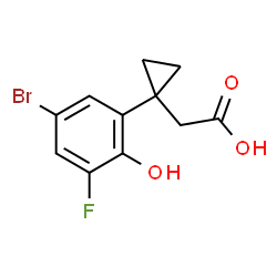 ChemSpider 2D Image | [1-(5-Bromo-3-fluoro-2-hydroxyphenyl)cyclopropyl]acetic acid | C11H10BrFO3