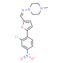 ChemSpider 2D Image | (Z)-1-[5-(2-Chloro-4-nitrophenyl)-2-furyl]-N-(4-methyl-1-piperazinyl)methanimine | C16H17ClN4O3