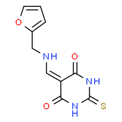 ChemSpider 2D Image | 5-{[(2-Furylmethyl)amino]methylene}-2-thioxodihydro-4,6(1H,5H)-pyrimidinedione | C10H9N3O3S